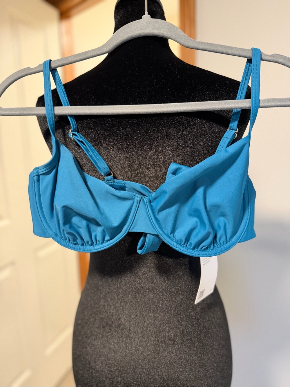Quince Italian Demi Underwire Bikini Top Lagoon Teal Blue Size Large NWT